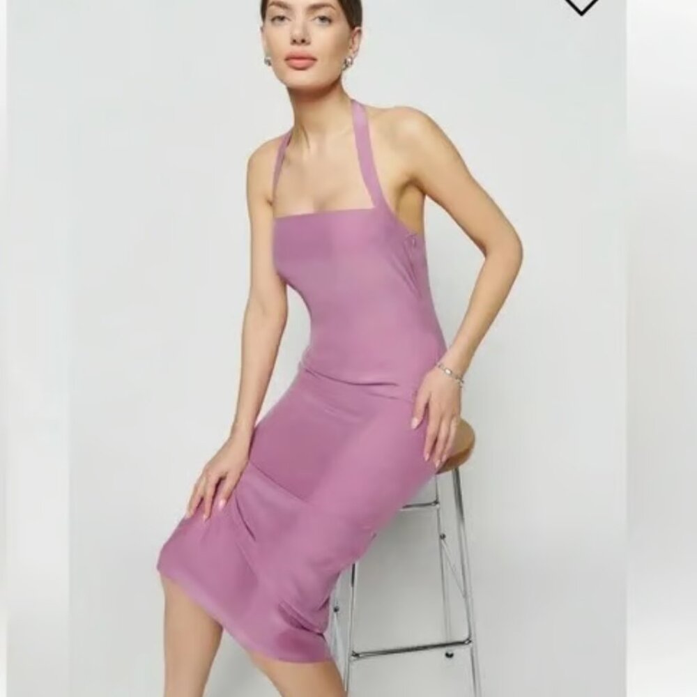 Reformation Dress Alli Silk Dress Sugar Plum Size 10 - Picture 2 of 7
